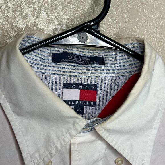 Y2K Tommy Hilfiger Ferrari Flag Logo Racing Shirt Mens Short Sleeve Button Up La - Picture 6 of 7